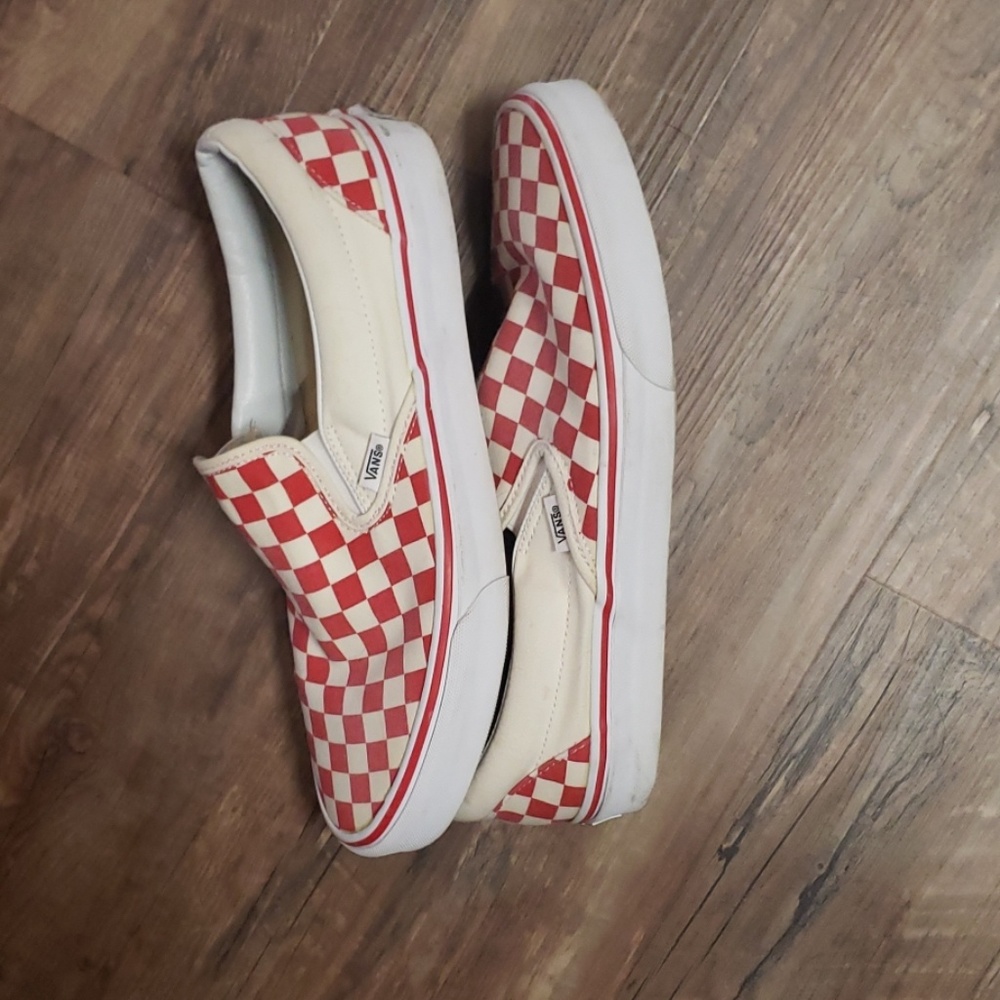 Red checkerboard vans